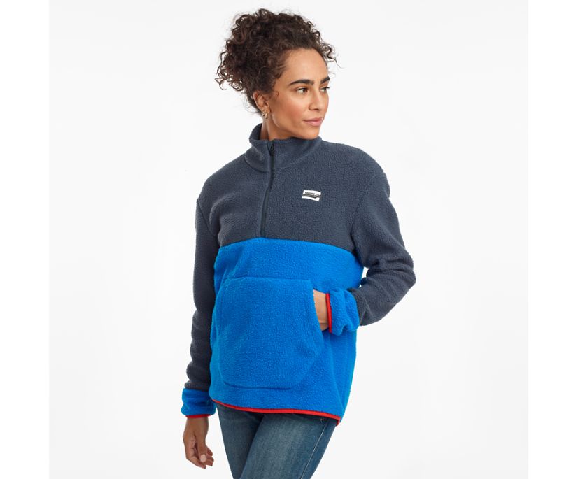 Saucony Fireside Fleece Anorak Women's Jackets Blue | Canada 336BEXC